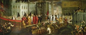 A Dogaressa Morosina Morosini Grimani érkezése a velencei hercegi palotába, 1600 körül (olaj, vászon)