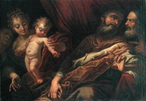 A fáraó koronáján álló Mózes csecsemő (olaj, vászon)