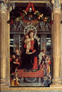 San Zeno oltárképe: központi tábla „Madonna egy gyermek kilenc angyallal” Andrea Mantegna (1431-1506) festménye 1457-1459 Verone, Basilica di San Zeno, Olaszország alkotó: Andrea Mantegna