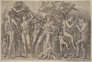 Bacchanália boroskáddal alkotó: Andrea Mantegna
