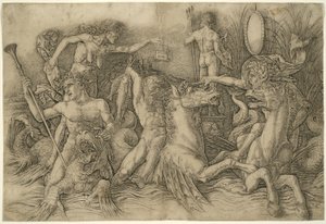 Tengeristenek csatája, egy fríz bal fele alkotó: Andrea Mantegna