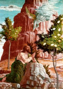 Krisztus imádkozik az Olajfák kertjében. Részlet. Predelle a San Zeno de Verona oltárképéről. Andrea Mantegna (1431-1506) festménye (tempera) fára alkotó: Andrea Mantegna