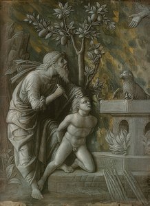 Izsák áldozata. 1490-95 körül alkotó: Andrea Mantegna