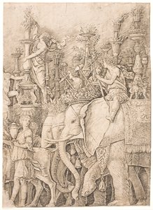 Fáklyákat hordozó elefántok alkotó: Andrea Mantegna