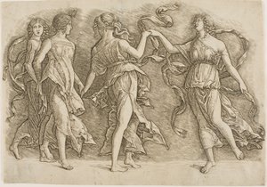 Négy nő táncol alkotó: Andrea Mantegna