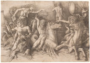 Battle of the Sea Gods, bal fele alkotó: Andrea Mantegna