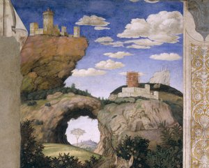 Táj kastéllyal, a Camera degli Sposiból vagy a Camera Pictából, 1465-74 (freskó) alkotó: Andrea Mantegna