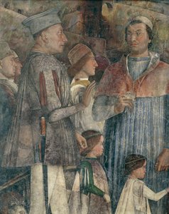 Lajos, Francesco bíboros, II. Francesco és Sigismondo Gonzaga, részlet a Találkozó faláról alkotó: Andrea Mantegna