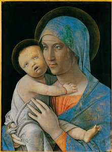 Madonna és gyermeke (tempera, fa) alkotó: Andrea Mantegna