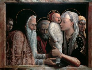 Andrea Mantegna (1431-1506) előadása a templomban, tempera, vászon, 67x86 cm alkotó: Andrea Mantegna
