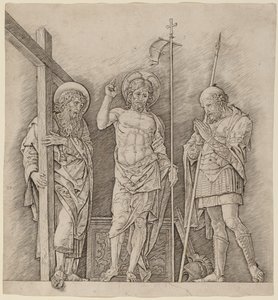 Feltámadt Krisztus Szent András és Longinus között alkotó: Andrea Mantegna