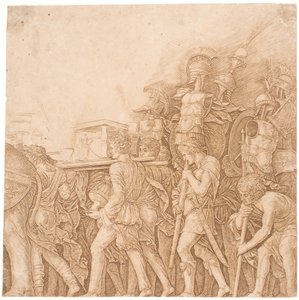 Trófeát hordozó katonák alkotó: Andrea Mantegna