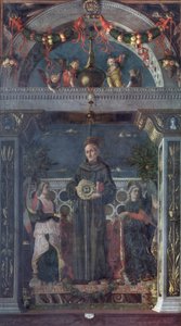Sienai Szent Bernardino angyalokkal alkotó: Andrea Mantegna