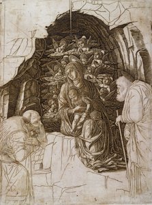 A mágusok imádása: Szűz a barlangban, 1475-80 körül alkotó: Andrea Mantegna