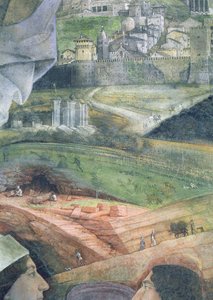 Francesco Gonzaga bíboros érkezése; márványbánya működése és Róma idealizált képe, a Camera degli Sposi vagy a Camera Picta, 1465-74 freskórészlet a 78449-ből alkotó: Andrea Mantegna