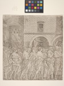 A szenátorok - Julius Caesar diadala (metszet krémszínű papírra) alkotó: Andrea Mantegna