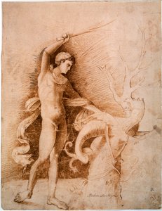 Fiatal férfi harcol a sárkány ellen, 15. század vége alkotó: Andrea Mantegna