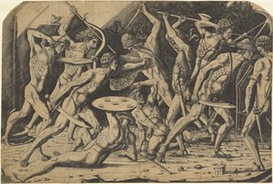 Meztelen férfiak csatája alkotó: Andrea Mantegna or School after Antonio del Pollaiuolo