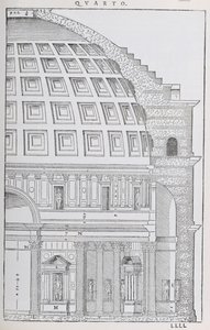 A Pantheon keresztmetszete, illusztráció az „I Quattro Libri dell