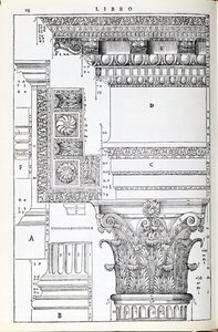 Díszítő részletek a Traianus Tempiójából, illusztráció a Palladio által írt „I Quattro Libri dell