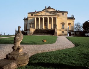 Reneszánsz építészet: kilátás a Rotondának nevezett Capra villáról, amelyet Andrea di Pietro dalla építész készített. Gondola, Andrea Palladio (1508-1580) 1566 Vicense (Vicenza) Olaszország