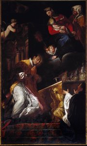 San Francesco Borgia (Szent Francois Borgia) (1510-1572) ábrázolása: Andrea Pozzo (1642-1709) jezsuita és spanyol szent festménye Genes, Santi Andrea e Ambrogio templom