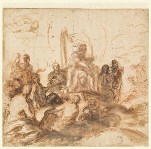 Tervezés az isteni bölcsesség allegóriájához, fogadóterem, Palazzo Barberini, Róma, Olaszország