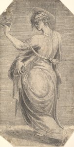 Szent János balra néző profilban, „Krisztus és az apostolok” felől, kb. 1548-50.
