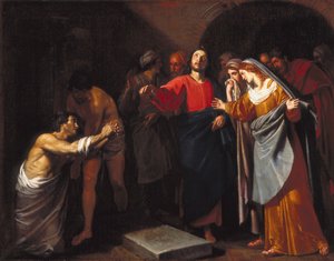 Lázár feltámasztása (olaj, vászon) alkotó: Andrea Vaccaro