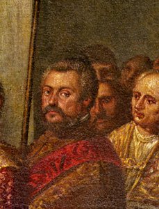 Egy velencei szenátor, III. Henrik francia király részlete, aki 1574-ben Velencébe látogatott, a Négy ajtó terméből (71525. részlet)