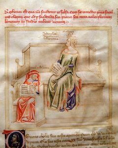 A retorika allegóriái a "Chansonne des sept Vertus et des sept Arts liberales dedined to Bruzio Visconti"-ban (Az erények és tudományok éneke), Bartolomeo di Bartoli. Andrea di Bartoli akvarellje (aktív 1358 és 1368 között) (ms. 599, f