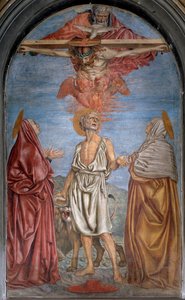 Szentháromság Istennel, Jézus Krisztussal és a Szentlélekkel (Szentlélek) Andrea del Castagno (kb. 1421-1457) freskója 296x180 cm Basilica della Santissima Annunziata, Firenze