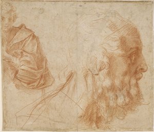 Egy fiatal és egy öreg Homérosz feje. Tanulmány, 1521 körül alkotó: Andrea del Sarto