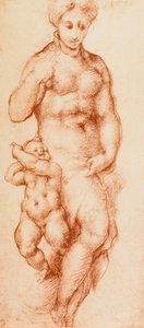 Jótékonysági, Pontormo rajza, korábban Andrea del Sartónak tulajdonították. Rajzok és nyomatok kabinetje, Uffizi Galéria, Firenze alkotó: Andrea del Sarto