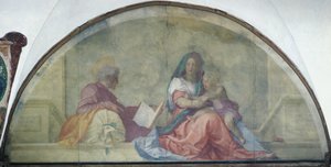 Lunette Madonna del Saccót ábrázoló Andrea del Sarto (1486-1530) freskója alkotó: Andrea del Sarto