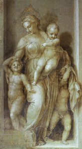 Jótékonyság ábrázolása, részlet Andrea del Sarto (1486-1530) Szent János történeteiből, freskó monokróm Scalzo kolostorban, Firenzében alkotó: Andrea del Sarto