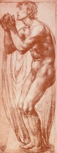 Férfialak tanulmányozása; Andrea del Sarto rajza. Rajzok és nyomatok kabinetje, Uffizi Galéria, Firenze alkotó: Andrea del Sarto