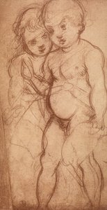 Két kerub tanulmányozása; Andrea del Sarto rajza. Rajzok és nyomatok kabinetje, Uffizi Galéria, Firenze alkotó: Andrea del Sarto