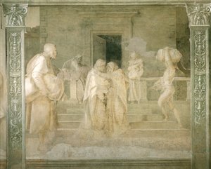 Szűz látogatása Erzsébetnél, részlet Andrea del Sarto (1486-1530) Szűz történeteiből, monokróm freskó, Scalzo kolostor, Firenze alkotó: Andrea del Sarto