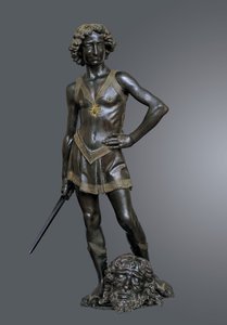 Dávid győzött Góliát felett, 1470 körül.