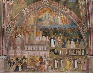 Via Veritatis, a harcos és diadalmas templom (Le chemin de verite, a harcos Eglise et triomphante) - Andrea di Bonaiuto Cappellone degli Spagnoli freskója
