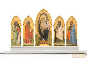 Madonna és gyermeke szentekkel trónol alkotó: Andrea di Cione Orcagna
