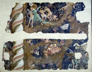 A halál diadala, poklot ábrázoló töredékek részlete, 1348-as freskó