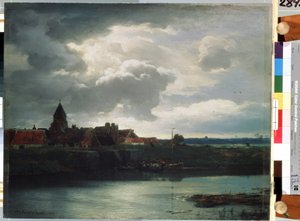"Falusi táj a folyón" (Táj folyóval) Andreas Achenbach (1815-1910) festménye 1866 Szentpétervár, Ermitázs Múzeum alkotó: Andreas Achenbach