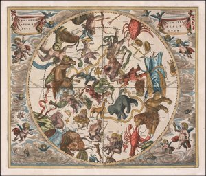 1660-as égi térkép - Haemisphaerium Stellatum Boreale Antiquum alkotó: Andreas Cellarius
