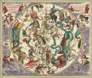 1661-es égi térkép a déli égboltról, Andreas Cellarius munkája alkotó: Andreas Cellarius