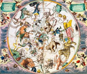 Az égi síkgömb az állatöv jegyeit mutatja, 1660-1661