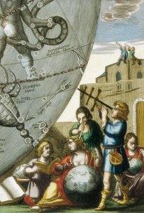 A földgömböket és az égboltot tanulmányozó tudósok (asztrológusok és csillagászok), részlet Andreas Cellarius (1596-1665) Atlas Coelestis seu Harmonia Macrocosmicából alkotó: Andreas Cellarius