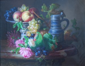 Német: Virágok és gyümölcsök kancsóval alkotó: Andreas Lach