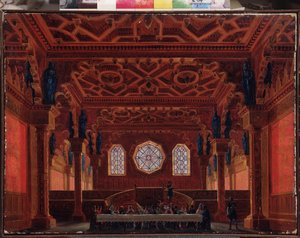 Színpadterv M Glinka Ruslan és Ljudmila című operájához – Andreas Leonhard Roller (1805-1891) festménye, olaj, vászon